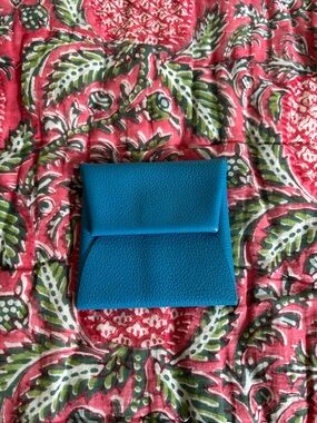 Hermes blue Leather Bastia coin purse  -